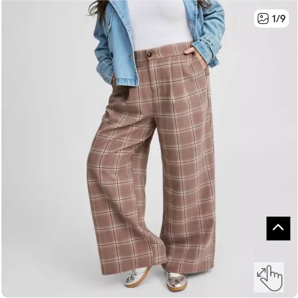 Torrid Plaid Wide-Leg Pants - Tan